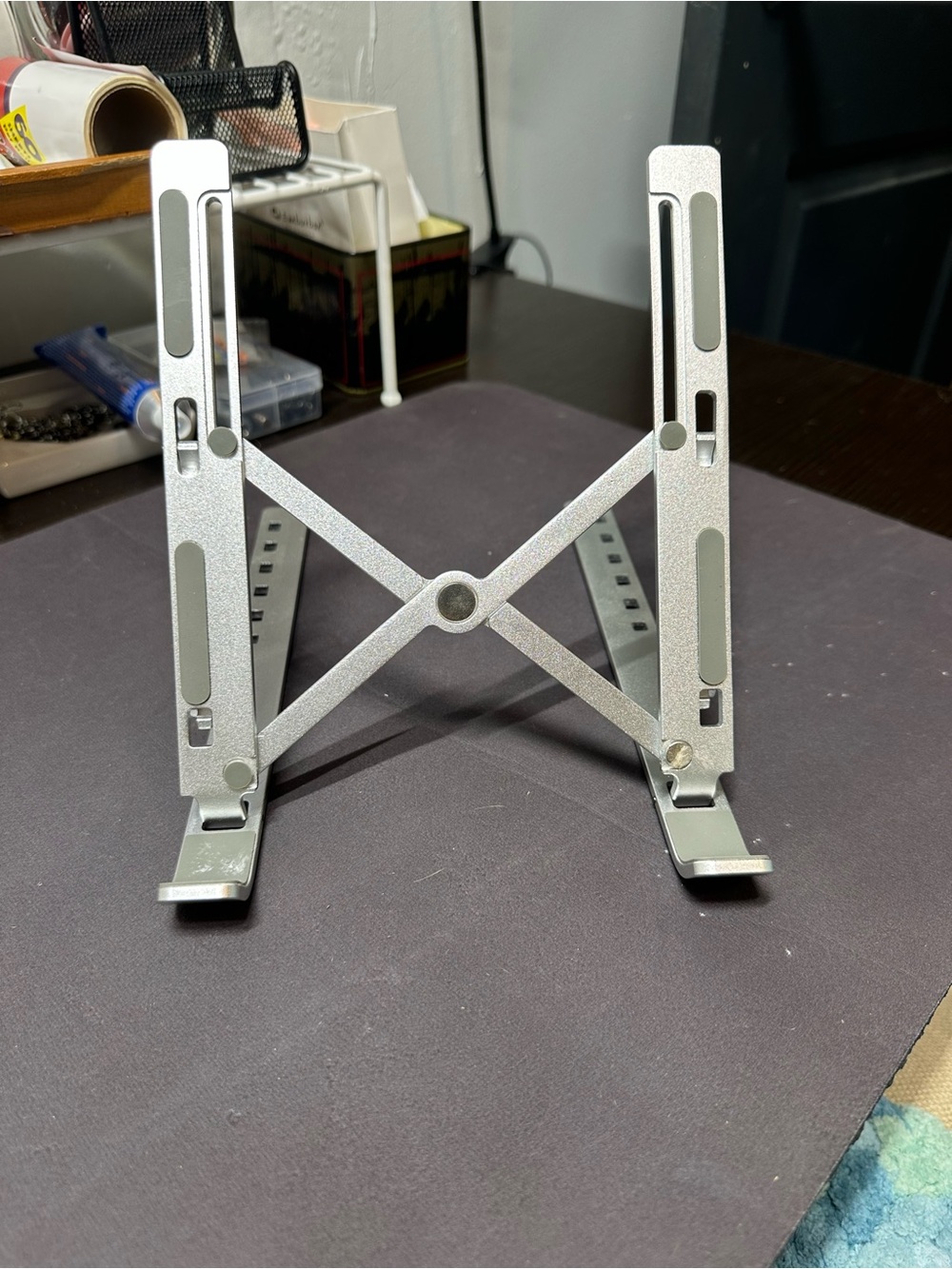 Adjustable Silver Laptop Stand – Portable Foldable Riser - Picture 7 of 9